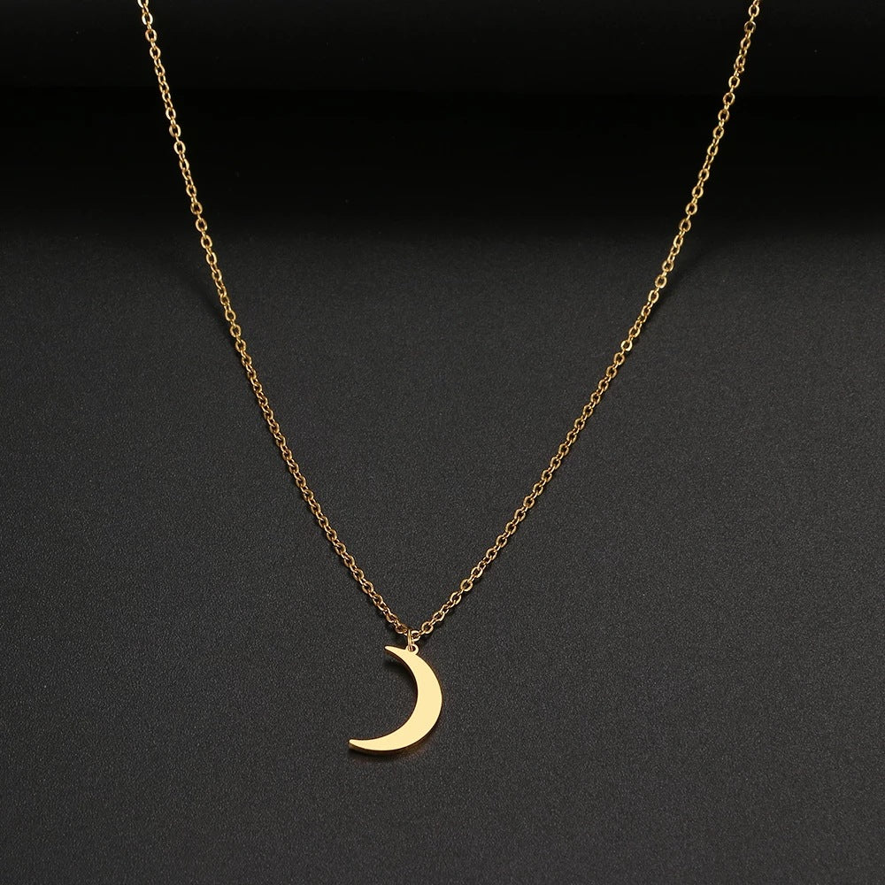 Women's Fashion Simple Stainless Steel Moon Pendant Necklace