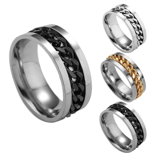 Stainless Steel Spinner Ring Beer Corkscrew Artifact Fashion Simple Heterosexual Rings Casual Men And Women Jewelry Bague Femme