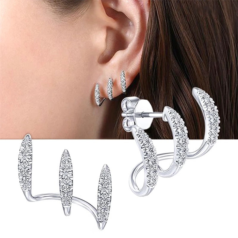 Earrings Diamond Inlaid Vibrato Cold Design Sense