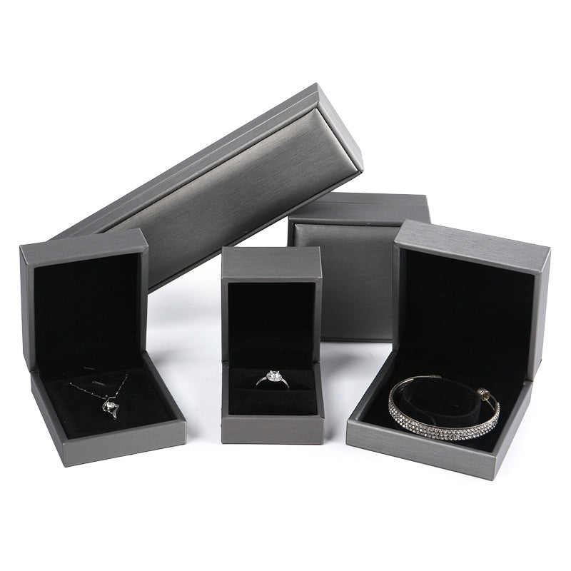 Brushed PU Leather Jewelry Box Ring Necklace Bracelet Earrings Box