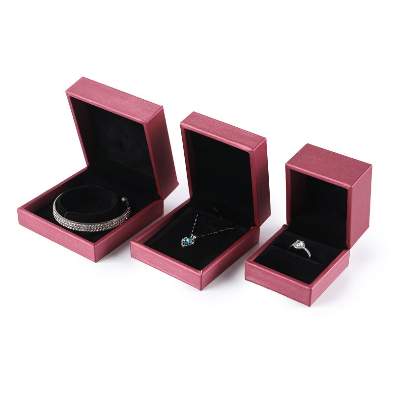 Brushed PU Leather Jewelry Box Ring Necklace Bracelet Earrings Box