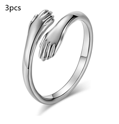 Alloy Simple Hands Hug Ring Opening Adjustable Jewelry