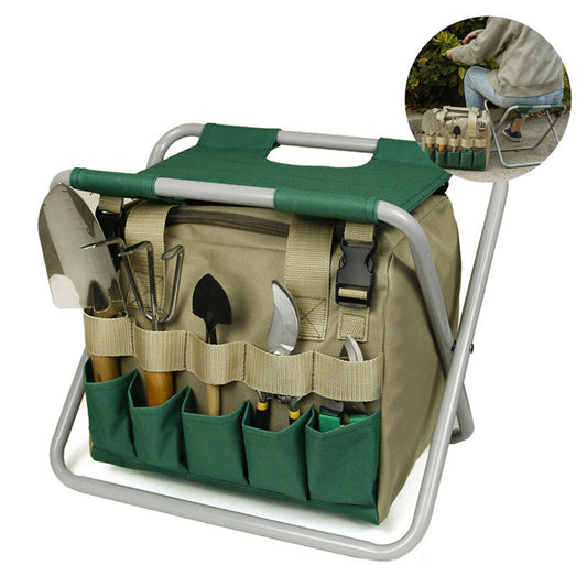 Gardening Stool With Tote Bag Chair Garden Tools Set Organizer, Folding Garden Seat Gardening Stool Gardening